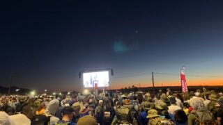 Crowd gathered before sunrise at the 2026 Bataan Memorial Death March at White Sands Missile Range