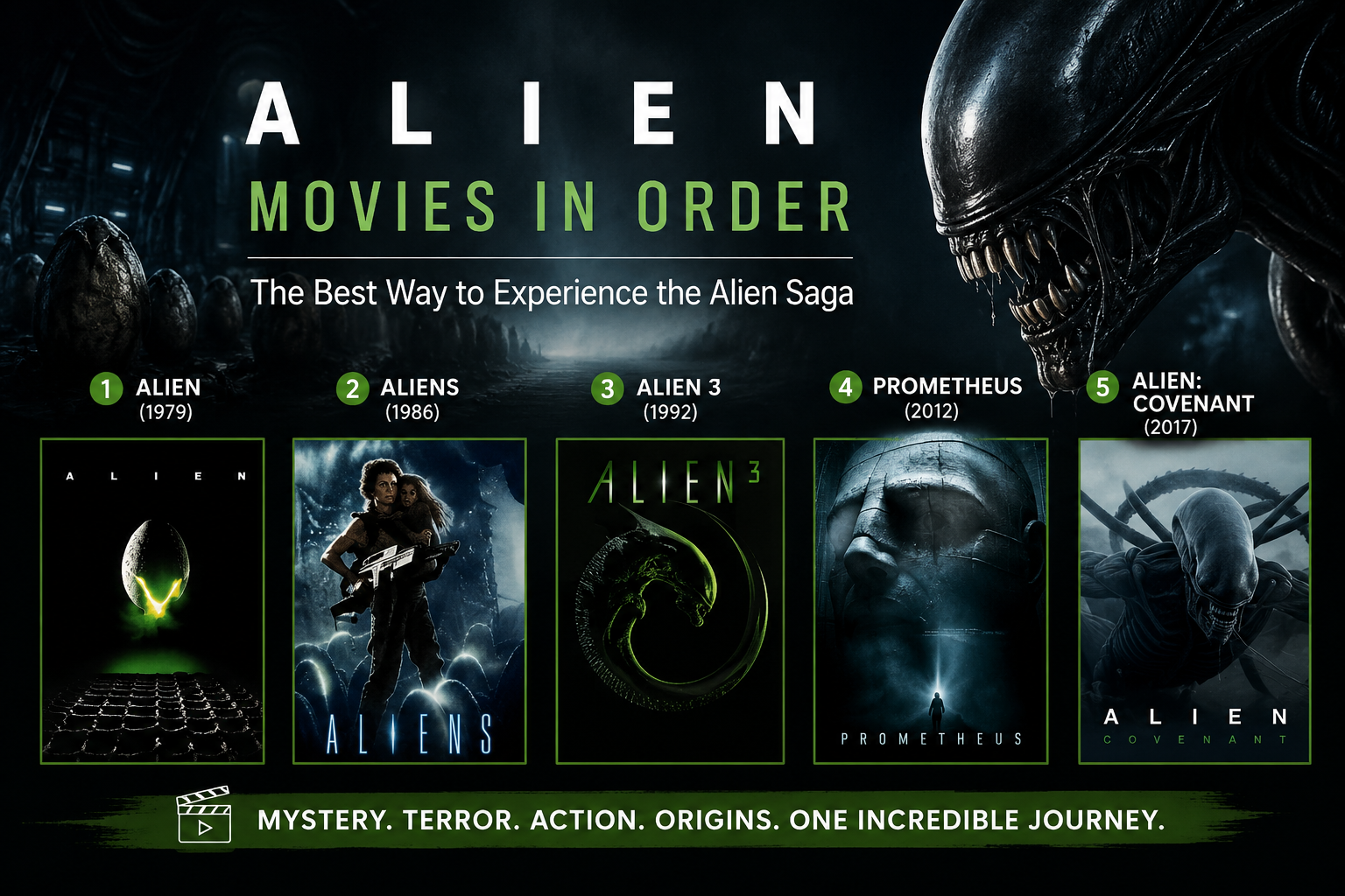Trying to figure out the best way to watch the Alien franchise? Here’s the viewing order we chose for introducing a newer viewer to one of sci-fi horror’s most iconic series.