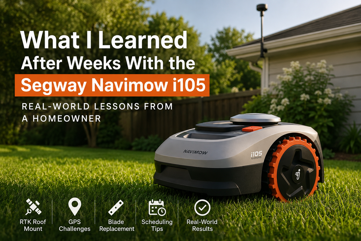 After several weeks with the Segway Navimow i105, I learned that robot mowers are less about “set it and forget it” and more about smart setup, RTK placement, scheduling, and patience. Here’s what happened after the honeymoon phase — including GPS frustrations, blade replacement, roof mounting the RTK antenna, and the real-world lessons nobody tells you about owning a robot mower.