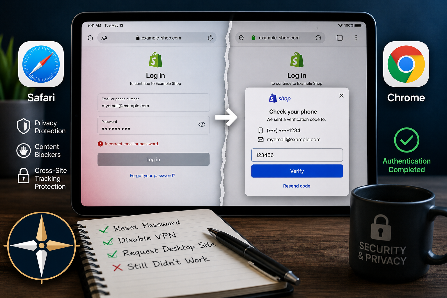 I spent 20 minutes resetting a password that wasn’t actually wrong. Here’s how a browser authentication issue, privacy settings, and a Shopify login turned a simple sign-in into a troubleshooting exercise.