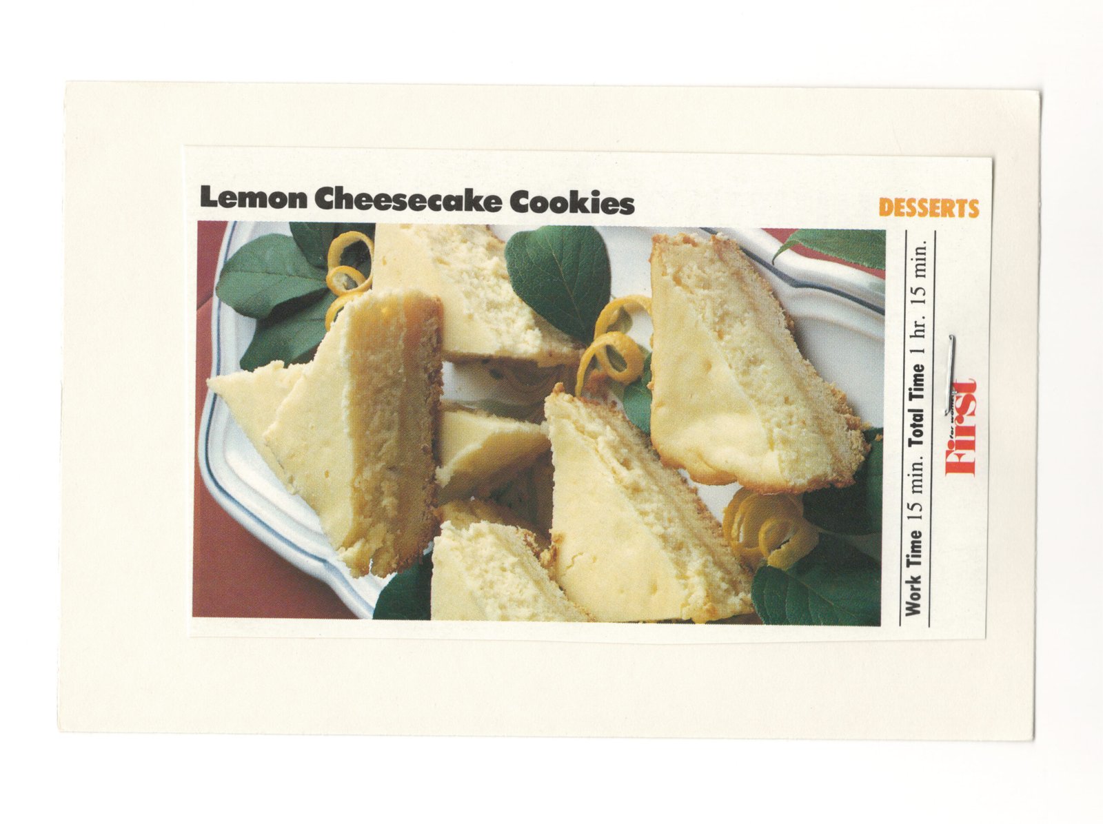 Front of the Lemon Cheesecake Cookies magazine clipping from My Mom's Recipe Box.