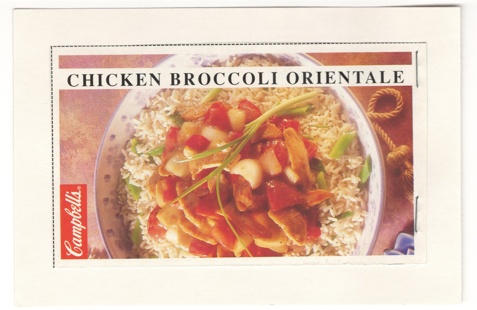Original front of the Chicken Broccoli Orientale two-sided Campbell’s recipe clipping from My Mom's Recipe Box
