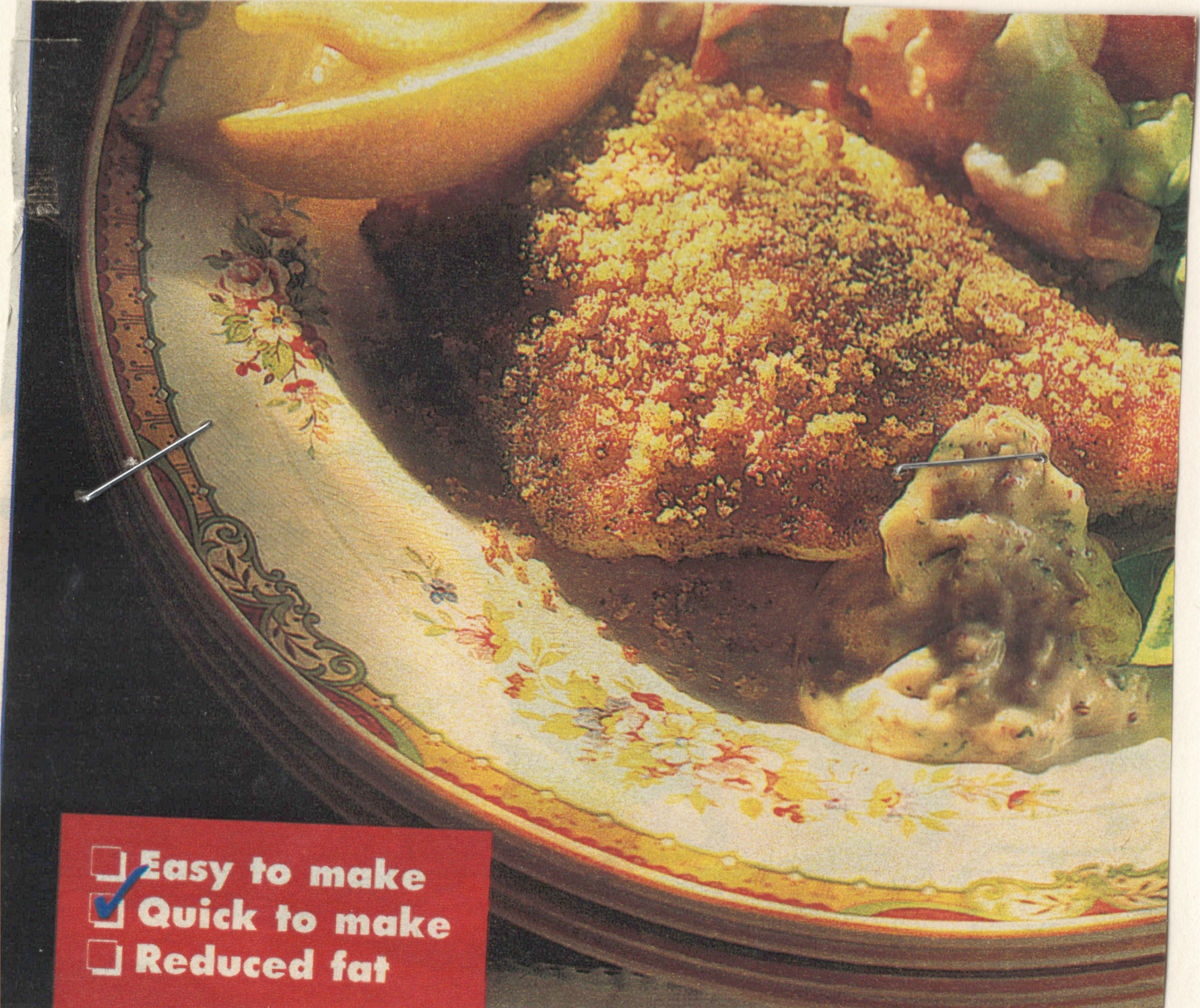 Original front of the Pan-Fried Catfish with Chile Breading printed clipping from My Mom's Recipe Box