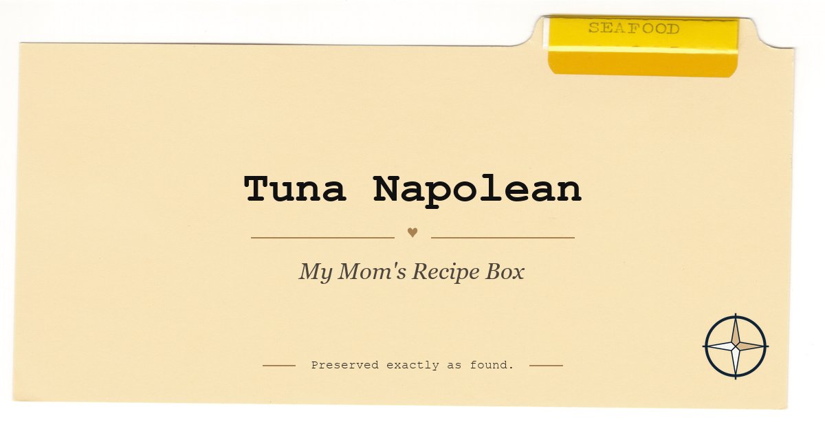 Tuna Napolean on the original Seafood divider, My Mom’s Recipe Box