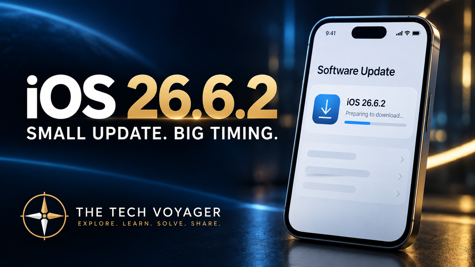 iOS 26.6.2 software update graphic for THE Tech Voyager