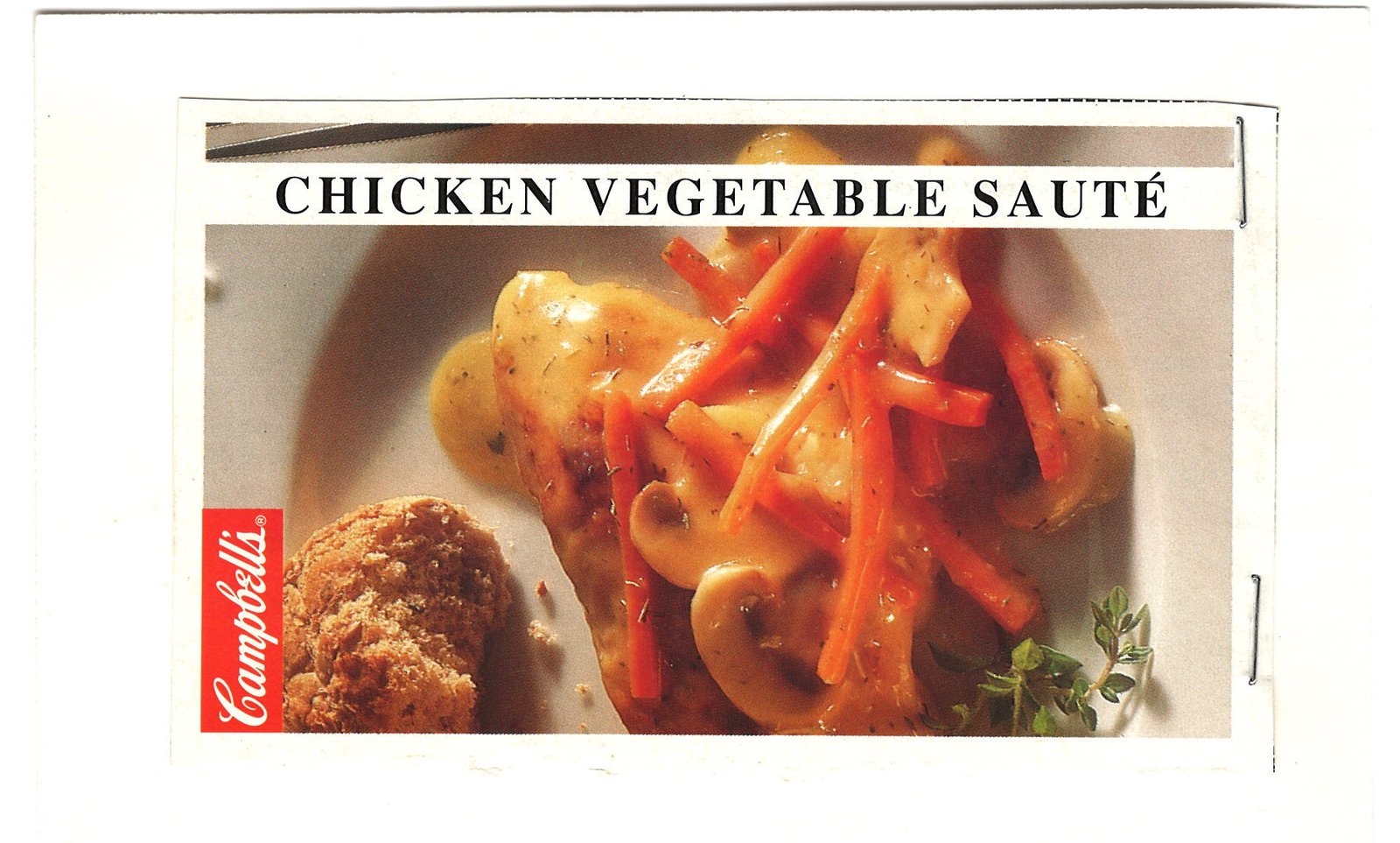 Original front of the Chicken Vegetable Sauté recipe artifact from My Mom’s Recipe Box.