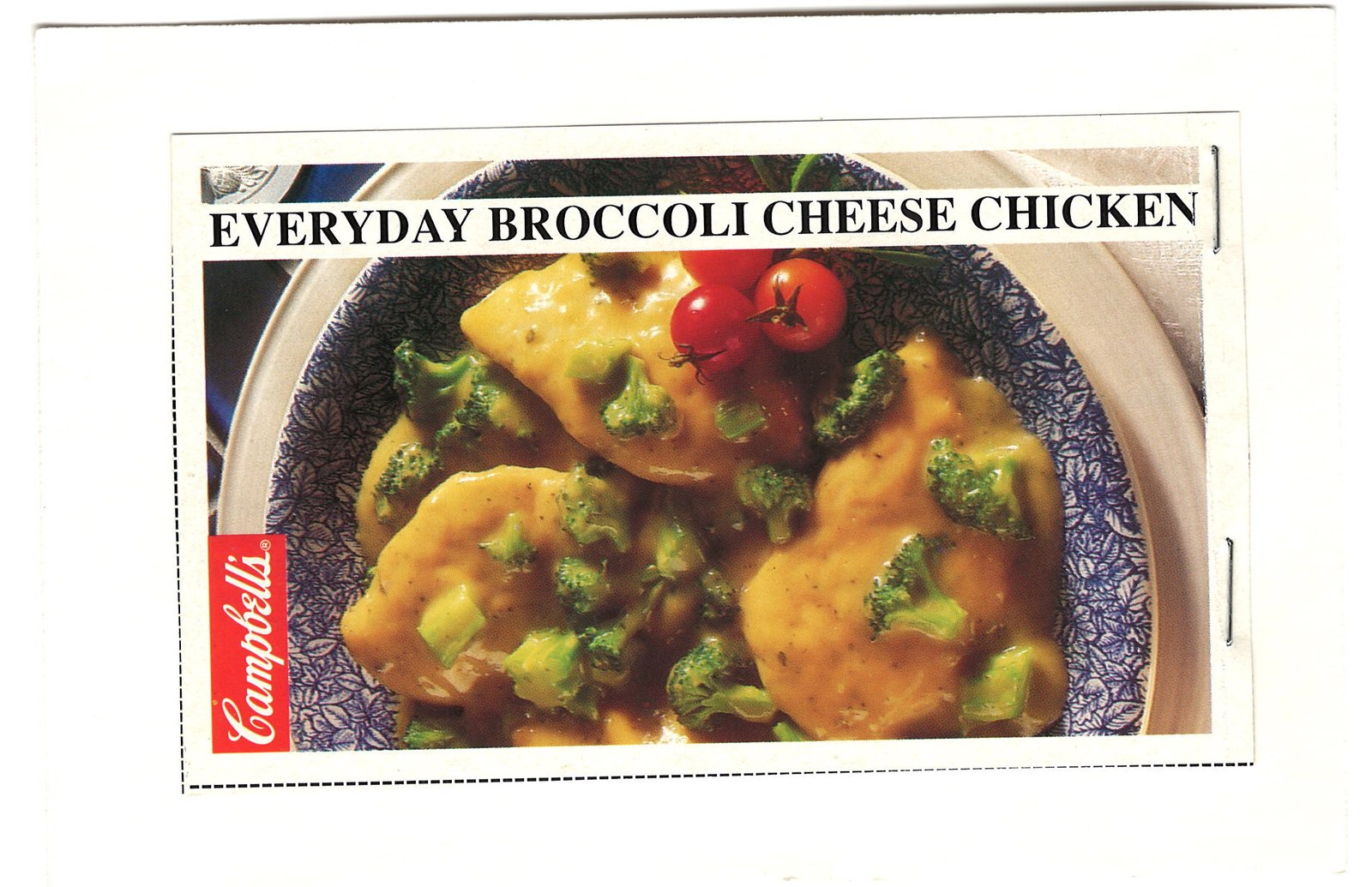 Original front of the Everyday Broccoli Cheese Chicken recipe artifact from My Mom’s Recipe Box.