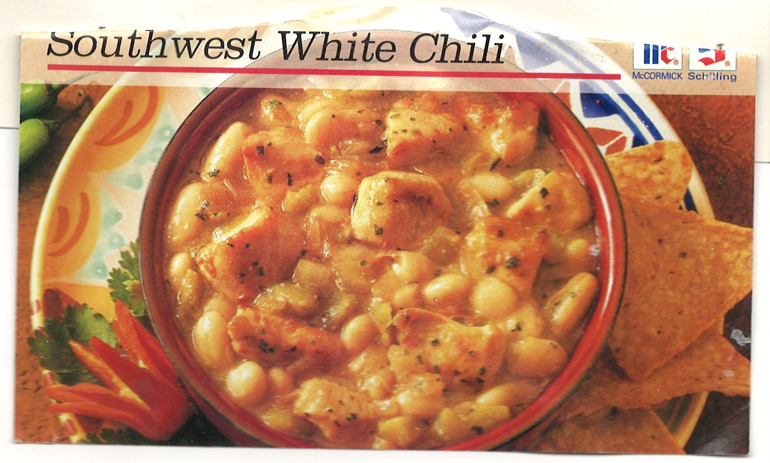 Original front of the Southwest White Chili recipe artifact from My Mom’s Recipe Box.